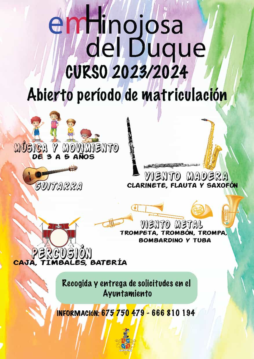 CARTEL MATRICULACION ESCUELA DE MUSICA SEPTIEMBRE 2023